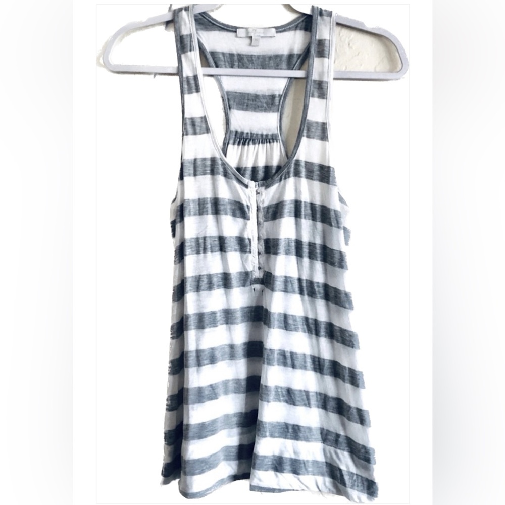 Y2K 7 For All Mankind Gray & White Supima cotton Blend Striped Racerback Tank